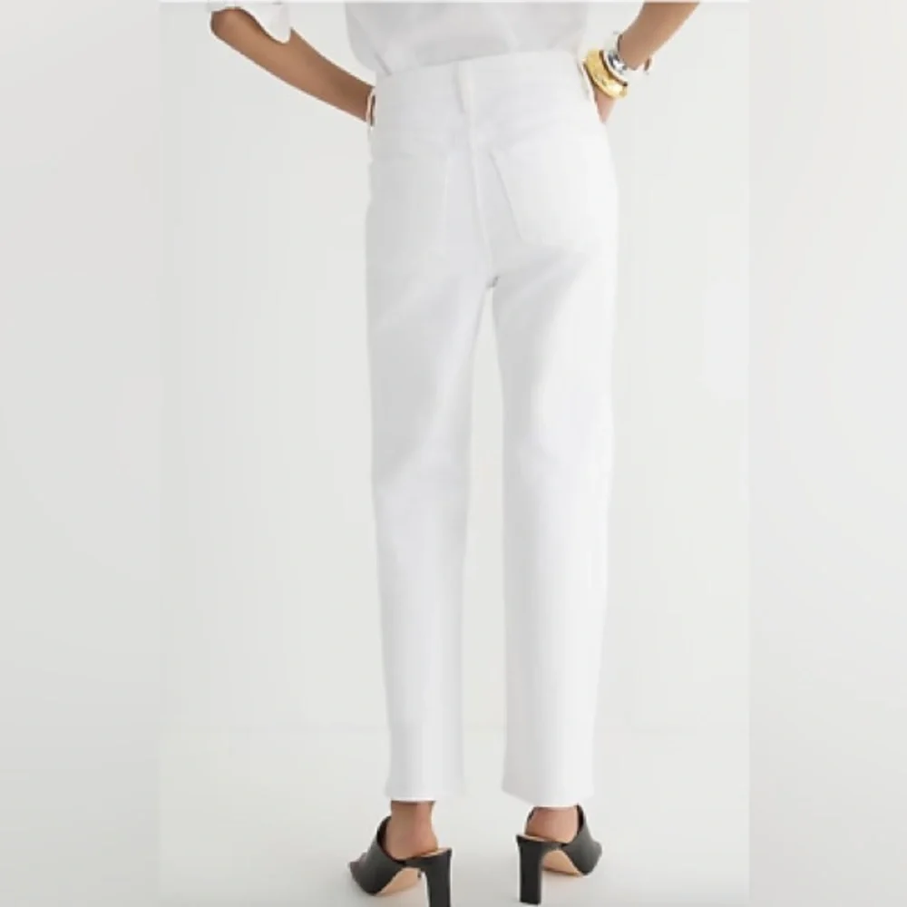 J Crew high rise‎ Slim demi-boot jean in white wash flared leg